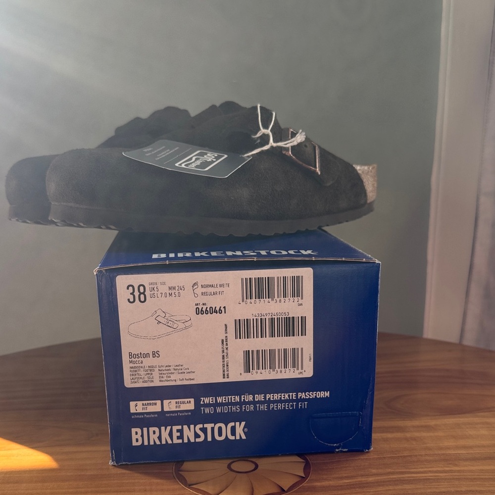 Birkenstock Dark Brown Suede Clogs - Picture 2 of 6